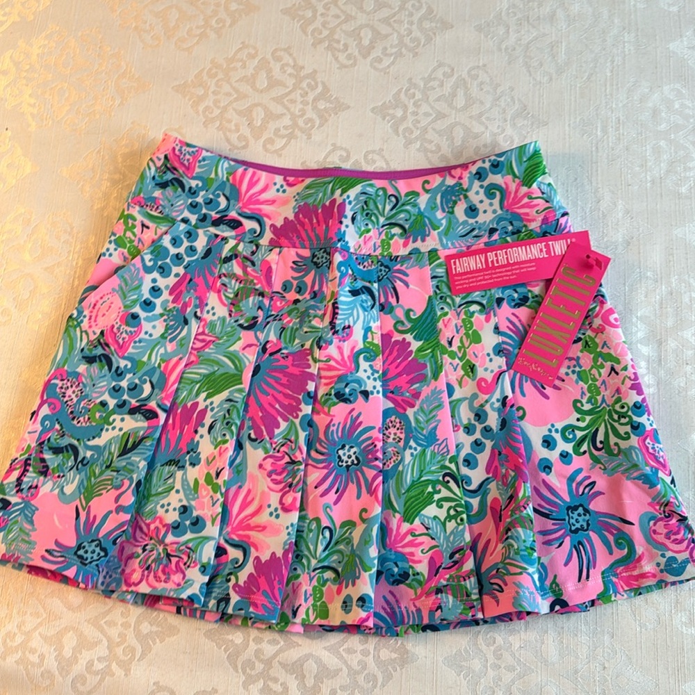 Lilly Pulitzer Luxletic Priska Skort Madevilla Baby Paradise Petals Golf SPF50+